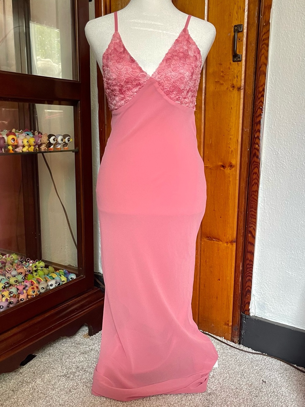 Wild Fable Pink Rose Lace Detailed Maxi Floral Dress Size XXS-XS